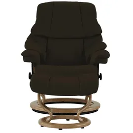 Stressless Relaxsessel Reno Leder 79 x 108 x 75 cm Braun mit Hocker