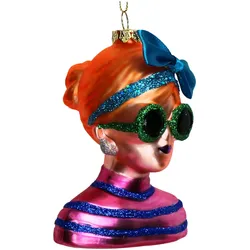 Christbaumschmuck 10,7cm Keramik Fashion Model Figur Handbemalt & mit Glitzer Weihnachtsbaum Anhänger Weihnachten Weihnachtsbaumschmuck Mode Frau Bunt