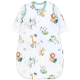 TupTam Schlafsack Baby 2.5 TOG Ganzjahresschlafsack mit abnehmbaren Ärmeln, Farbe: safari (löwe, giraffe, elefant), Größe: 80-86 - 80-86
