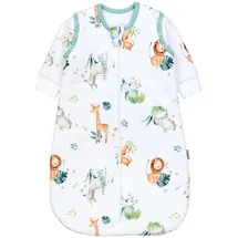 TupTam Schlafsack Baby 2.5 TOG Ganzjahresschlafsack mit abnehmbaren Ärmeln, Farbe: safari (löwe, giraffe, elefant), Größe: 80-86 - 80-86