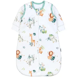 TupTam Schlafsack Baby 2.5 TOG Ganzjahresschlafsack mit abnehmbaren Ärmeln, Farbe: safari (löwe, giraffe, elefant), Größe: 80-86 - 80-86