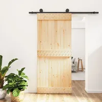 Schiebetür mit Beschlag Tür Holztür Schiebetürbeschlag Massivholz Kiefer vidaXL