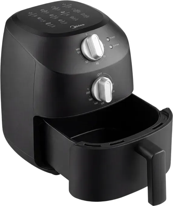 Midea Airfryer, Heißluftfritteuse 2L Kompakt, 1150W Leistung, Ölfreie gesunde Fritteuse, Einfach zu reinigen, spülmaschinenfester Antihaftkorb, Platzsparendes Design für kleine Küchen, Modell MAF20P0BPK