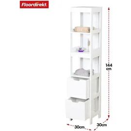 Floordirekt Idaho Badezimmerschrank 30 x 30 x 144 cm Weiß