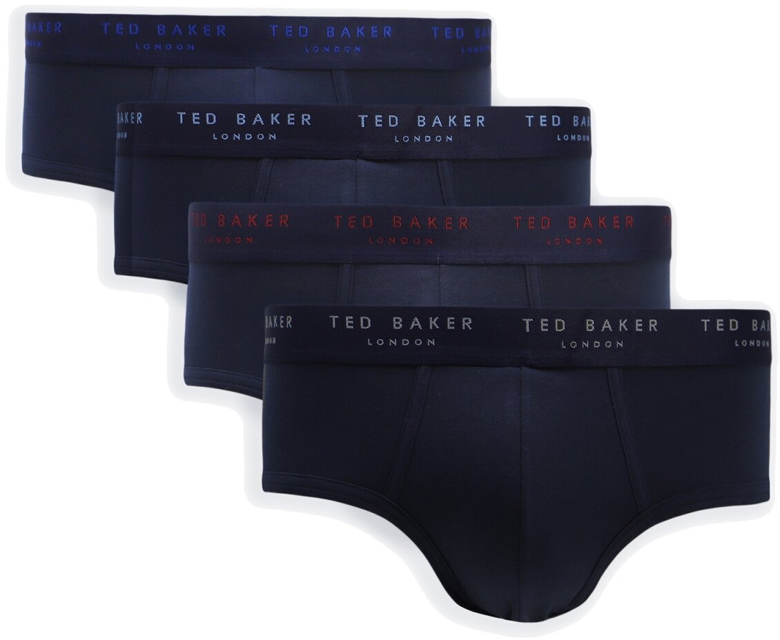 TED BAKER Herren Briefs 4er Pack - Slips, Modern Briefs, Cotton Stretch Blau S