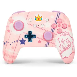PowerA Enhanced Wireless Controller Princess Peach Plaid Rosa Nintendo Switch