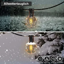 GLUROO LED Lichterkette Außen Strom Lichterkette Glühbirnen Aussen mit Bruchsicheren G40 Glühbirnen Wasserdicht Lichterketten für Weihnach...