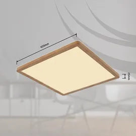 GLOBO Deckenpanel Deckenlampe Deckenleuchte LED Panel Badezimmerlampe Badleuchte, IP44 Backlight Memoryfunktion 3 Stufen, Holzoptik opal, 24W 2300Lm