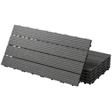 ECD Germany WPC Terrassenfliesen 60x30 cm 6Er Spar Set Anthrazit in Holzoptik,