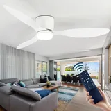 CANEOE Deckenventilator mit Beleuchtung, Moderner LED Deckenventilator mit Fernbedienung, DC Motor Leise, 106cm Dimmbar deckenlampe mit ventilator für Wohnzimmer Schlafzimmer Esszimmer (Weiß)