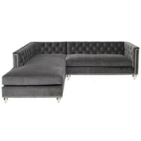 JVmoebel Ecksofa Luxus Graues Ecksofa Wohnlandschaft Couch Eckgarnitur Samt Stoff, Made in Europe grau