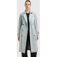 khujo Trenchcoat "HERA", Damen, Gr. XS, blau (bleached blau), Web, 100% Baumwolle, regular fit knielang, eingesetzt abgesteppte Kante verstellbar, Mäntel