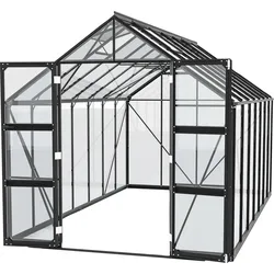 Gewächshaus VITAVIA "Domus 11500", schwarz, B:257cm H:253,9cm T:449cm, Gewächshäuser, Doppelschwingtüren und bodentiefer Türschwelle, 3 mm Sicherheitsglas