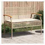 vidaXL Gartenbank mit Kissen Beige Poly Rattan Akazienholz