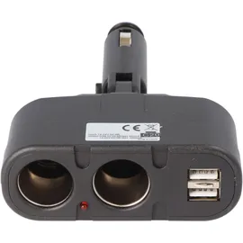 AccuCell KFZ-Adapter Verteiler Zigarettenanzünder Stecker auf 2x Kupplung + USB