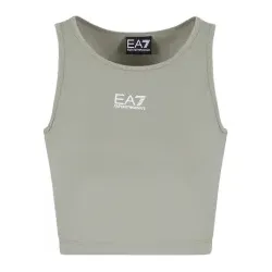 EA7 für Damen. 7W000504_AF14752 Sporttop Serie Logo aus grauer Stretch-Baumwolle (XS), Sportlich, Multisport