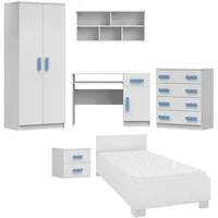 Deine Möbel 24 Kinderzimmer-Set, Weiß, Blau, Holzwerkstoff, 419x193x206 cm,