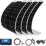 400w 12v Solar Kit 4pcs 100w Flexible Solar Panel Monocrystalline Module with 40A solar Controller for Off Grid Yatch RV Home Cabin Caravan 12v Baterry Charger (400W solarpanel kit)