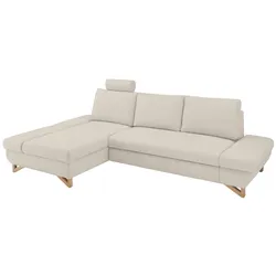 Furn.Design Ecksofa in creme Velours Wohnzimmer Sofa Skalm