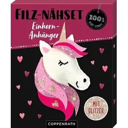 COPPENRATH 95297 Filz-Nähset Einhorn-Anhänger, Herzen - 100% selbstgemacht