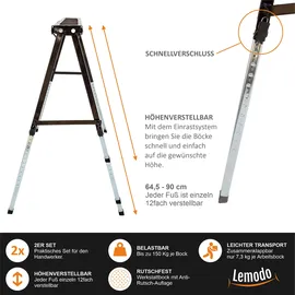 Lemodo Arbeitsbock Stahl schwarz höhenverstellbar 2er Set