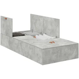 vidaXL Stauraumbett Betongrau 100 x 200 cm Holzwerkstoff 3335352