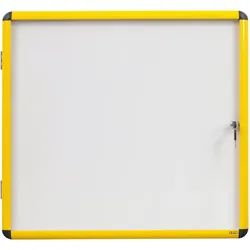 Bi-Office Ultrabrite Magnetvitrine 12xA4, Acryl-Tür, gelber Rahmen