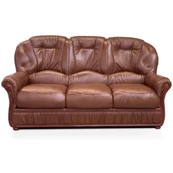 Ledersofa 3-Sitzer - Büffelleder - Braun - DAPHNE
