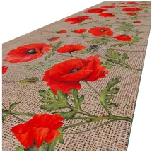 ANRO Küchenteppich Küchenläufer Teppich Läufer Küche waschbar rutschfest Mohnblumen Abwaschbar 280 x 52cm
