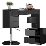 Vicco Schminktisch Omira Schwarz 120 cm mit Hocker