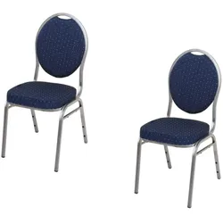 2er Set Stuhl Bankett blau Polsterstuhl Konferenz Stühle Punkte feuerhemmend