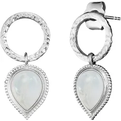 Paar Ohrstecker ENGELSRUFER "Mondstein für Lebenskraft & Heiterkeit, ERE-PUREDROP-MO", bunt (silberfarben, weiß, weiß), Ohrringe, Damen, Silber 925 (Sterlingsilber), mit Mondstein