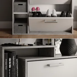 Vicco Orlando 80 x 128,3 x 24,2 cm mit 3 Fächern grau/weiß matt