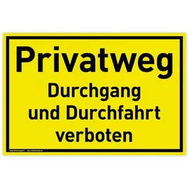 König Werbeanlagen Schild Privatweg 30 x 20 cm Gelb