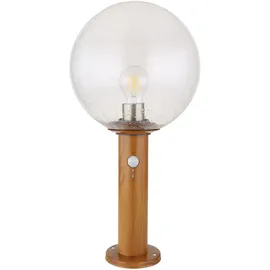 GLOBO Sockelleuchte Aluminium Glas 25x50 cm inkl. Bewegungsmelder braun