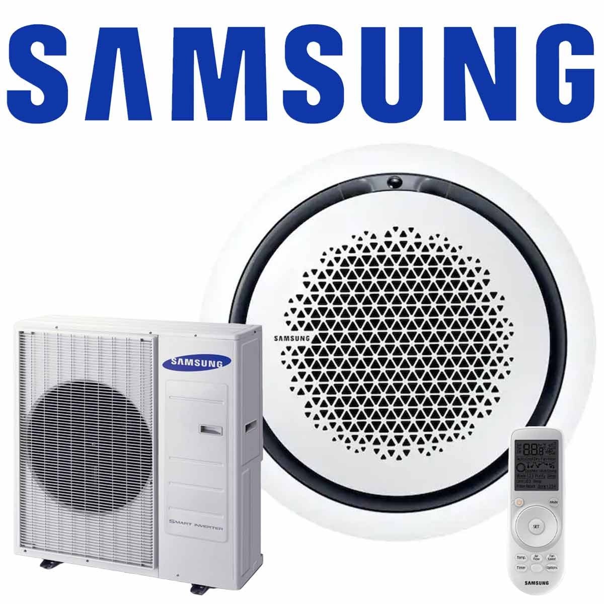 Samsung Singlesplit Set AC 071 WindFree 360° rund Kassette in weiß mit Außeneinheit 7,1 kW