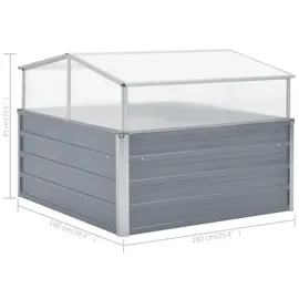 vidaXL Gewächshaus Grau Verzinkter Stahl 100×100×85 cm