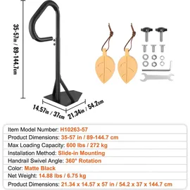 Vevor Whirlpool-Handlauf 88,9–144,8cm höhenverstellbar Spa-Geländer Whirlpool Aluminiumlegierung rostfrei korrosionsbeständig Pool Handlauf 272kg Tragfähigkeit Haltegriff Einstiegshilfe