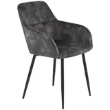 Livetastic Armlehnstuhl Maria, Anthrazit, Metall, Textil, konisch, 55x84x61 cm, gepolsterte Armlehnen, Esszimmer, Stühle, Esszimmerstühle, Armlehnenstühle