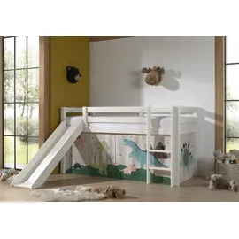M&S Halbhochbett Pino 90 x 200 cm Kiefer massiv weiß lackiert
