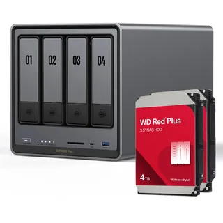 UGREEN DXP4800 Plus 32TB inkl. 4 x 8 TB SATA grau/rot