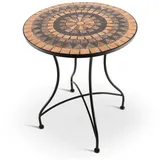 Raburg Gartentisch Mosaiktisch, Balkon- und Terrassentisch, 60 cm Ø, 72 cm hoch, Mayla (rund), liebevolle Handarbeit, Mosaikmuster, schwarzes Metallgestell orange|rot