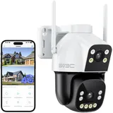 SV3C Dual Lens 4G LTE Überwachungskamera Aussen mit SIM Karte, Überwachungskamera ohne WLAN PTZ IP Kamera Outdoor mit 1080p Farb-Nachtsicht, KI-Erkennung Auto-Tracking, SD Card, 2-Wege-Audio, IP66