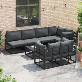 vidaXL Garten-Lounge-Set 8-tlg. schwarz Aluminium