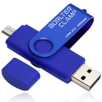 BORLTER CLAMP 256GB USB-Stick 2 in 1 Dual Port USB 3.0 Speicherstick OTG Flash-Laufwerk für Micro-USB Anschluss Android Smartphone Tablets & Computer (Blau)