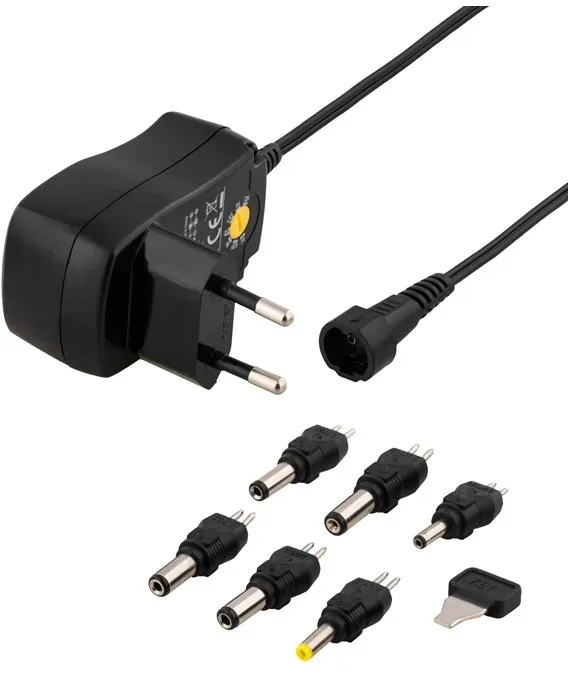 AC Adapter 230V to 3-12 V DC 600mA 6 Interchangeable Connectors