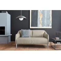 2-Sitzer W.SCHILLIG "sally Designsofa, Loungesofa, bequem, schmale Armlehnen, Breite 154cm", grau (eisgrau z59), B:154cm H:78cm T:84cm, Longlife Xtra-Leder Z59: Glattleder mit modischer Prägung. Hautstärke 0, 9 - 1, 1 mm., Sofas, mit Metall-Winkelfüßen in Silber matt, Breite 154 cm