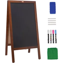 VEVOR Kundenstopper Werbeaufsteller mit Holzrahmen 508 x 1016 mm, Werbetafel Aufsteller 432 x 750 mm Speisetafel Braun inkl. 8 Kreidemarker zum Schreiben mit Kreide für Restaurants, Bars usw.