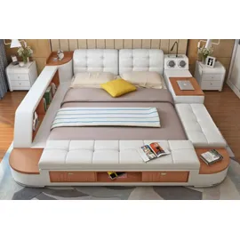 xl moebel gmbh Multifunktion Bett Betten Ehebett Doppelbett Polsterbett Schlafzimmer Lederbett - Schwarz