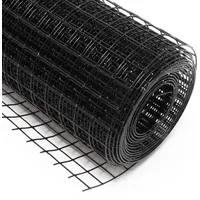 Wiltec Maschendrahtzaun Schwarz 100 cm x 5 m, 0,9 mm Stärke 19x19 mm Maschengröße, Volierendraht 4-Eck aus Stahl verzinkt, Drahtgitter, Vogeldraht